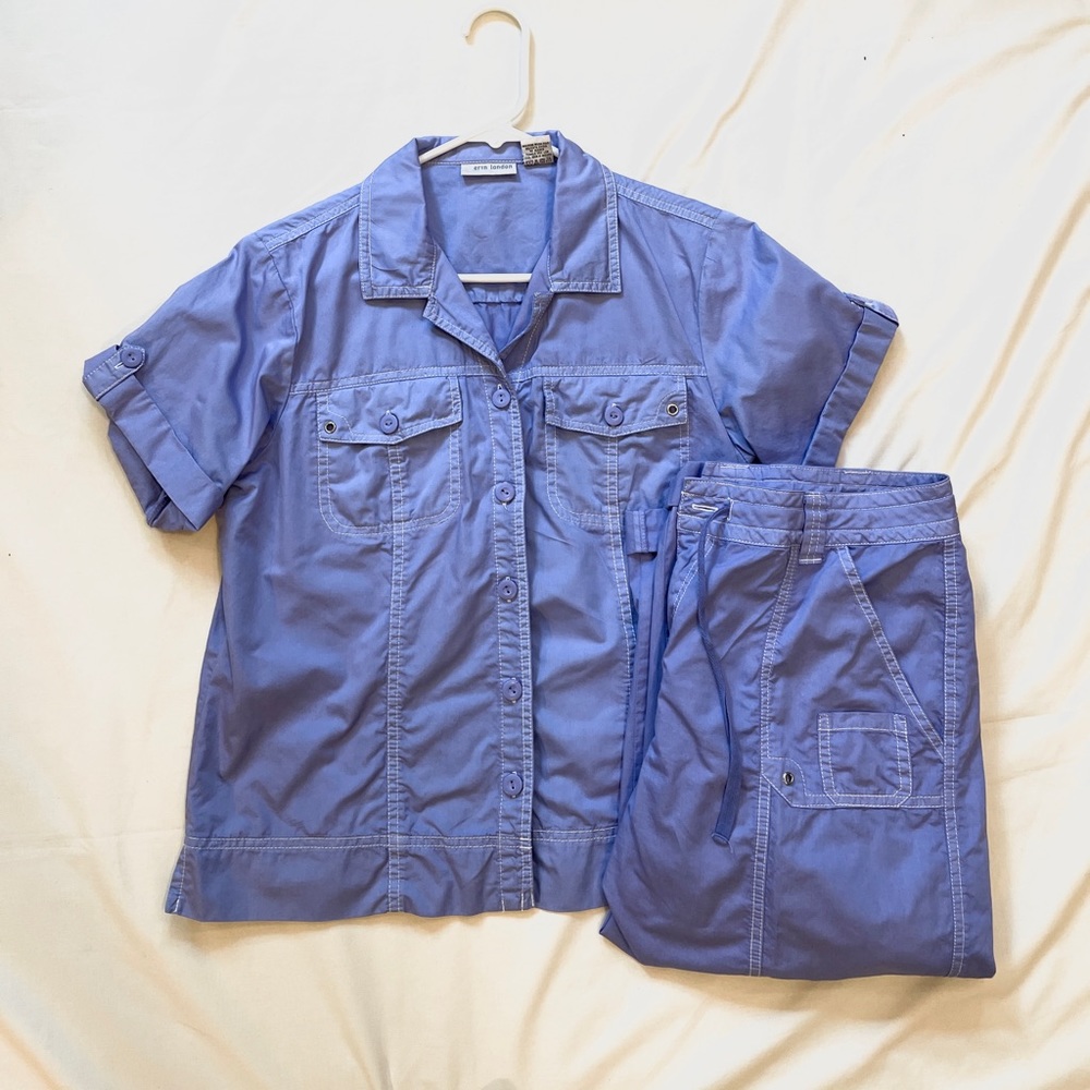 Light Blue Matching Set by Erin London (Cargo Pocket Short Sleve and Pants)